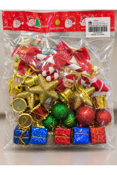 Adana Pasta Malzemeleri ERT-YEAR-26216 NEW YEAR'S TREE ORNAMENTS, 39 PIECES, OPP