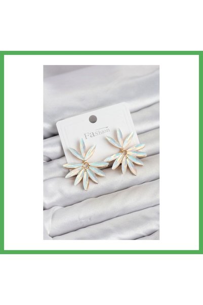 Nur store Çanta White Crystal Lotus-Style Modal Women's Earrings BEZOSS