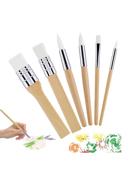 MUMO 6-Piece Professional Artist Paint Brushes, Wooden Handles for Oil, Water...