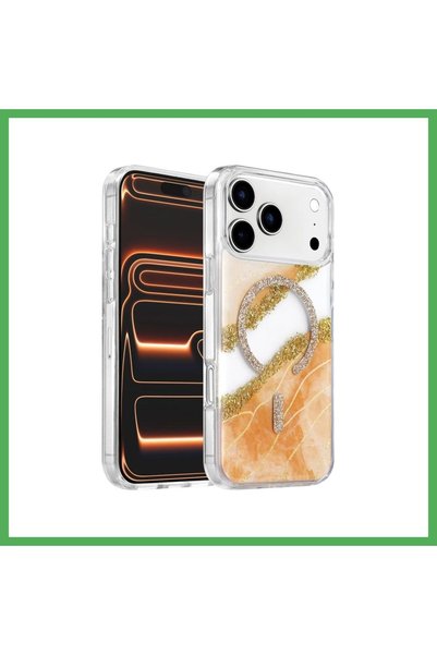 Nur store Çanta Onegif iPhone 17 Pro-Compatible Lotus-Glittery MagSafe Case -...