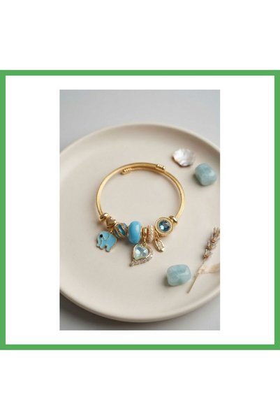 Nur store Çanta and Modal Elephant-Shaped Blue Charm Bracelet BEZOSS