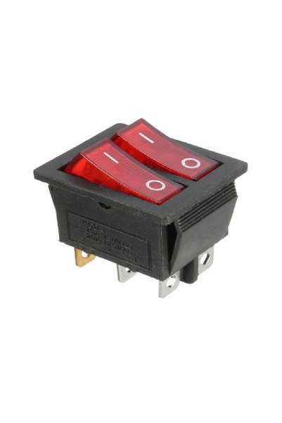 Generic Red Light SPST ON/OFF Snap IN Boat Rocker Double Switch 6 Pin