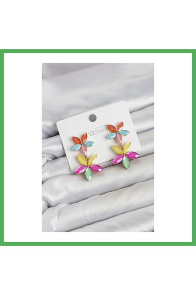 Nur store Çanta Assorted-Color Crystal Flower Earrings BEZOSS