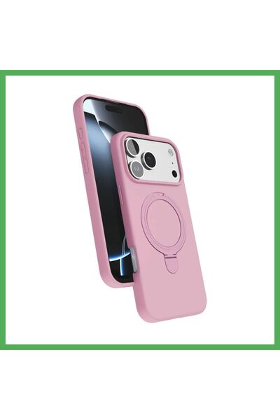 Nur store Çanta iPhone 17 Pro Compatible Regal MagSafe Stand Case - Light Pin...