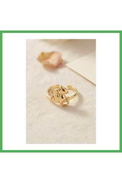 Nur store Çanta خاتم نسائي من النحاس الأصفر بتصميم قطة ذهبية اللون من BEZOSS