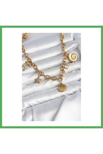 Nur store Çanta 316L Stainless Steel Nautical-Inspired Charm Necklace for Wom...