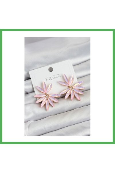 Nur store Çanta أقراط نسائية بتصميم زهرة اللوتس مرصعة بالكريستال الوردي من BE...