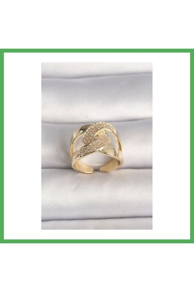Nur store Çanta خاتم نسائي من الذهب الأصفر، قابل للتعديل، مزين بحجر الزركون، ...