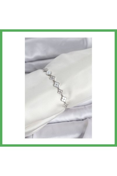 Nur store Çanta Silver-Colored Zircon Stone Clover-Patterned Stacked Women's ...