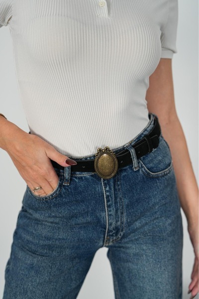 MODAM HİFA Antique Buckle Suede Belt Trouser Belt Dress Belt Shirt Belt Coat ...