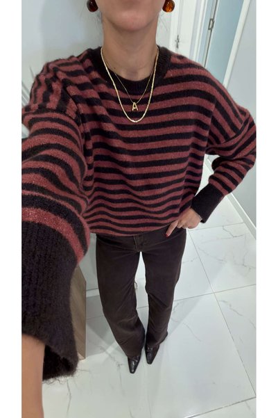 BİRCANÇİL Motre Striped Coffee Sweater