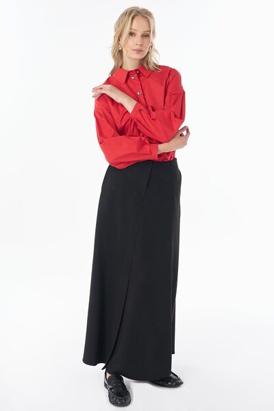 KYR High-Waisted Suede Skirt, Black