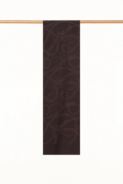 Kayra Chain-Pattern Viscose Shawl, Dark Coffee