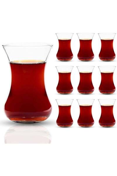 Generic 6-piece set of clear glass tea and coffee cups with an elegant design