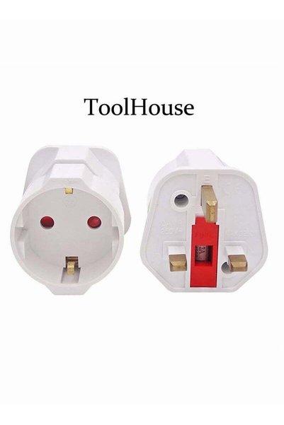 ToolHouse محول سفر متعدد الاستخدامات للمملكة المتحدة، قابس 2 دبوس إلى 3 دبابيس