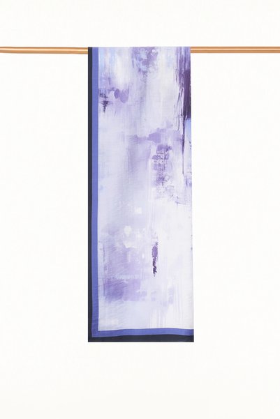 Kayra Blue Lyocell Shawl with Brushstroke Pattern