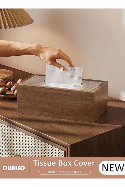 DUNISO Wood Tissue Box Cover, Modern Tissue Box, Decorative Paper Box, Napkin...
