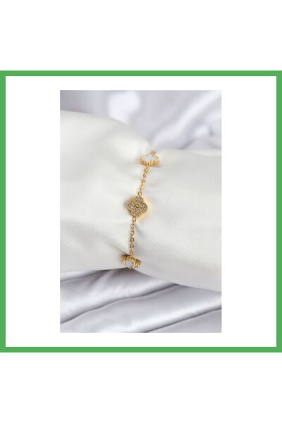 Nur store Çanta سوار نسائي من الفولاذ 316L باللون الذهبي مع حجر الزركون الأبي...