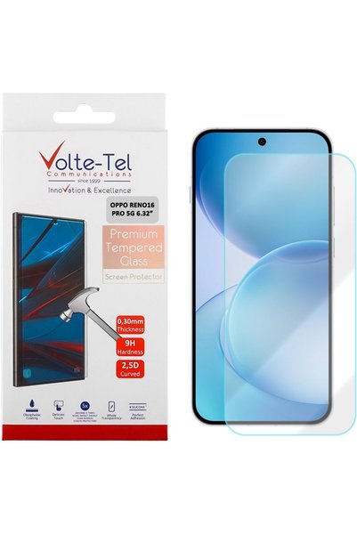 Volte-Tel Σκληρυμένο Γυαλί Oppo RENO16 Pro 5G 6.32in 9H 0.30mm 2.5D Πλήρης Κό...