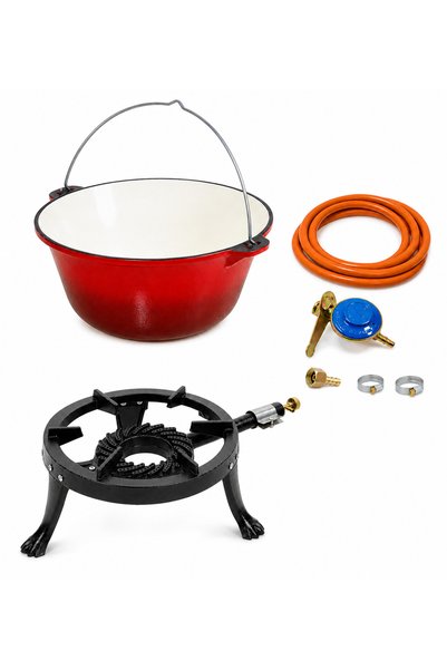MasterGustav Set oală din fontă emailată 15 L + suport arzător din fontă 7 kW...