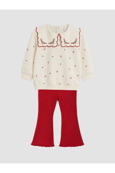 LC Waikiki LCW Baby Ecru Girls' Sweatshirt and Leggings—Exclusively at NEVAVM
