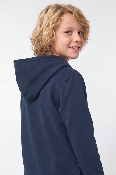 FYK COLLECTİON Boys' 3-Ply Winter Solid-Color Hooded Sweatshirt with Kangaroo Pocket