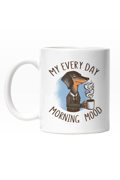 INOVATIX Cana alba personalizata,Caine In Costum Suparat Cu O Cafea In Mana, ...