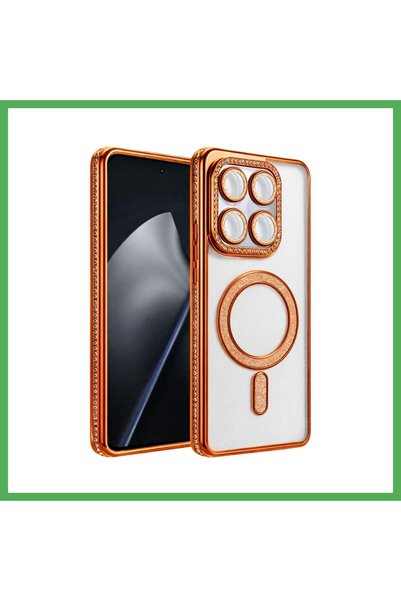 Nur store Çanta Mi 17T Pro Joke Glittery Magneticsafe Case - Orange BEZOSS