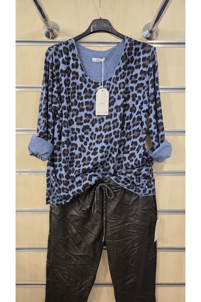Park Moda Pulover subțire din angora cu model de leopard
