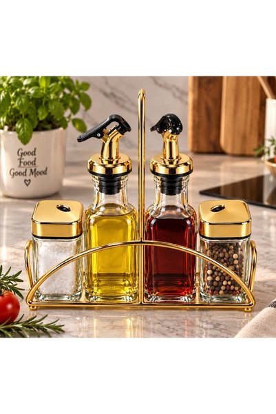 Generic Brand Σετ 4 δοχείων Olive με χρυσή μεταλλική βάση – Κωδικός A16162