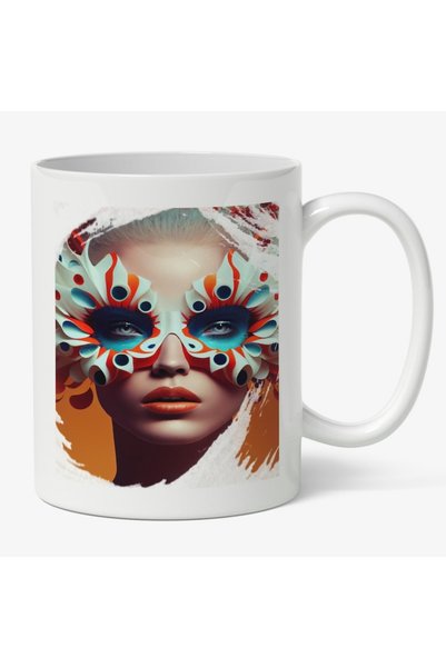 INOVATIX Cana alba personalizata,Portret fata Blonda Ochelari De Soare bizari...