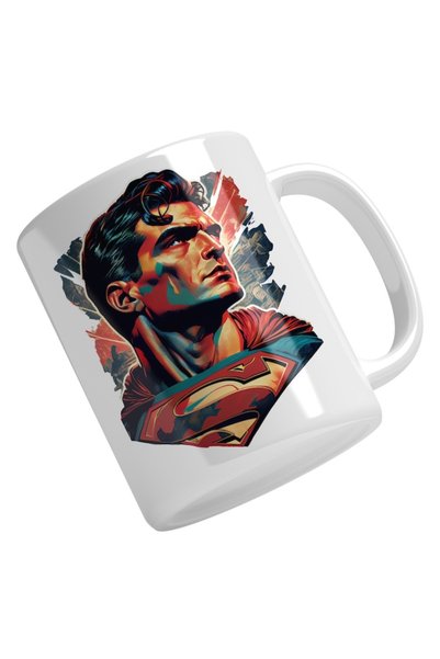 INOVATIX Cana alba personalizata,Portret Superman,Desene Animate,DC,Marvel,Co...
