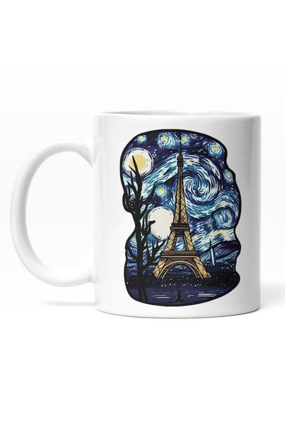 INOVATIX Cana alba personalizata,Turnul Eiffel,Stil Pictura Noapte instelata,...