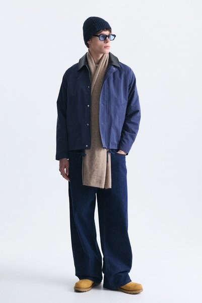 VAMOSCLO Boxy Fit Contrast Collar Coat