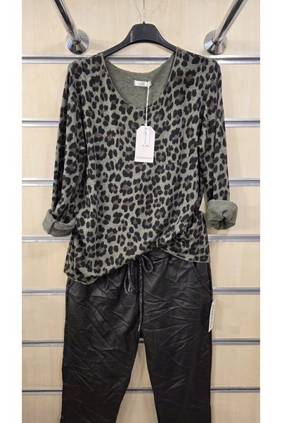 Park Moda Pulover subțire din angora cu model de leopard