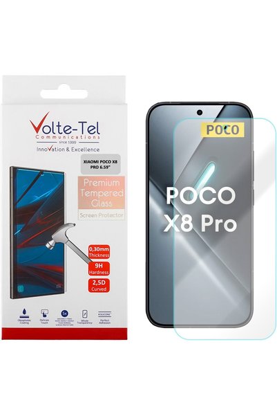 Volte-Tel Σκληρυμένο Γυαλί Xiaomi Poco X8 Pro 6.59in 9H 0.30mm 2.5D Πλήρης Κόλλα