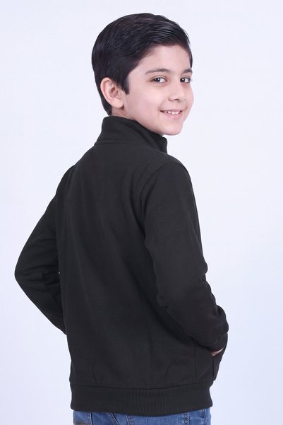 FYK COLLECTİON Boys' 3-Ply Mock Neck Zipper Sweatshirt with Two Zippered Pockets
