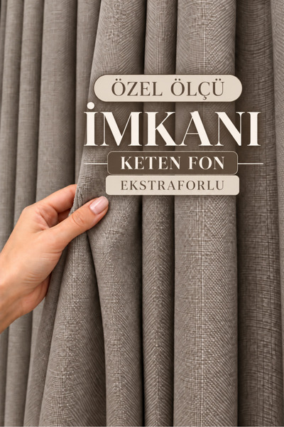Yuka Vizon Premium Keten Fon Perde Ekstrafor Büzgülü PİLESİZ Her Odaya Uygun ...