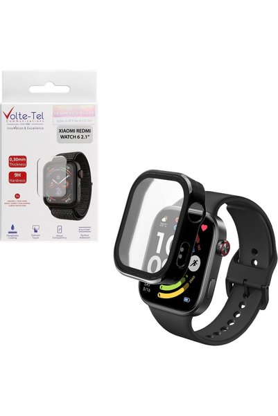 Volte-Tel Κάλυμμα άκρων PC με σκληρυμένο γυαλί για Xiaomi Redmi Watch 6 2.1 ι...