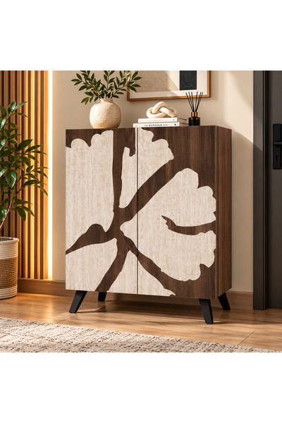 N.zone Modern Multi-Functional 2-Door Storage Cabinet with Luxurious Modern D...