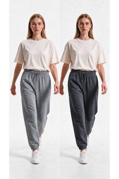 VESTRO بنطلون رياضي نسائي مكون من قطعتين، مصنوع من 3 خيوط، بقصة مريحة.