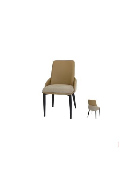 IN HOME STORE كرسي سفرة عصري بتصميم مريح وظهر مرتفع بلون بيج وجلد جملي