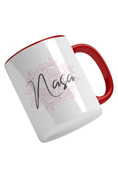 INOVATIX Cana alba personalizata,Nasa,Fundal Flori Roz,Cea Mai Buna Nasa,Iubi...