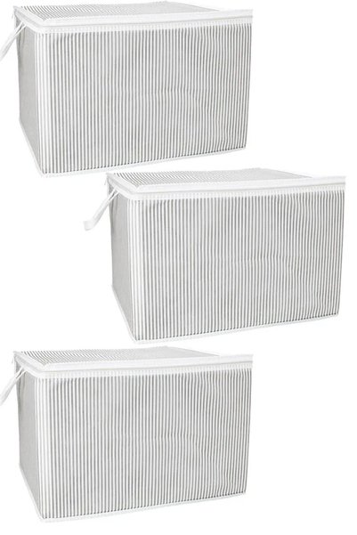 Tasarım (3 Pcs) Gray Striped Zippered Mini Size Bag Pillow-Sweater-Clothing O...