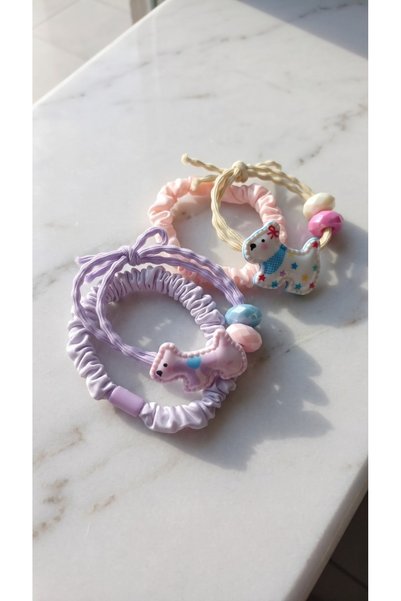Kidyco.Store Set of 2 Pastel-Colored Rubber Hair Clips with Dog Figures – Gir...