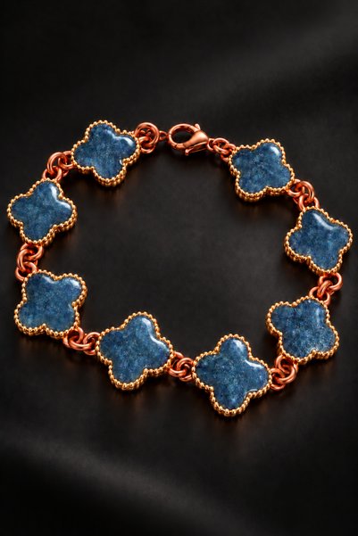 İyyaKee Apple Green Copper-Plated Women's Chain Bracelet with Clover Motif an...