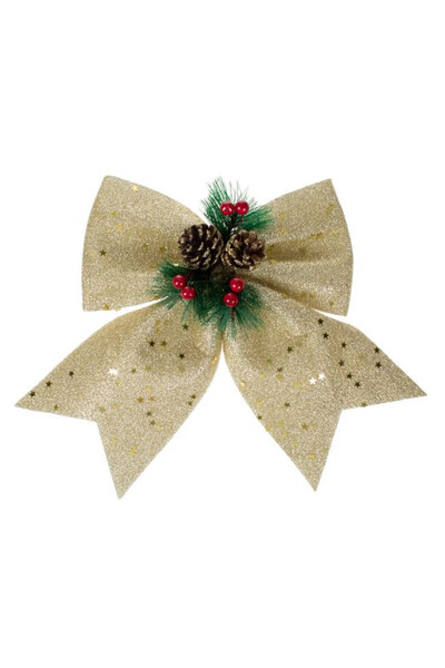 BAMI NETWORK Fundita decorativa Craciun glitter auriu spuma 25cm