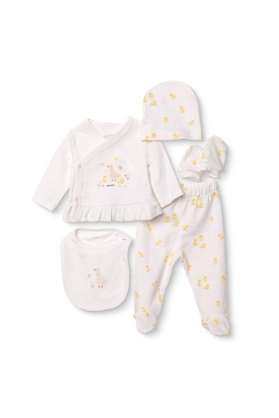 ebebek Hello Baby HelloBaby Kız Bebek 5li Hastane Çıkışı Hayvan Baskılı V Yaka Çıtçıtlı Uzun Kol Uzun Paça