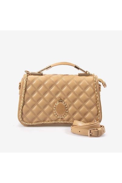 Rouge Women's Faux Leather Quilted Patterned Shoulder Bag with Gold Accents, ...