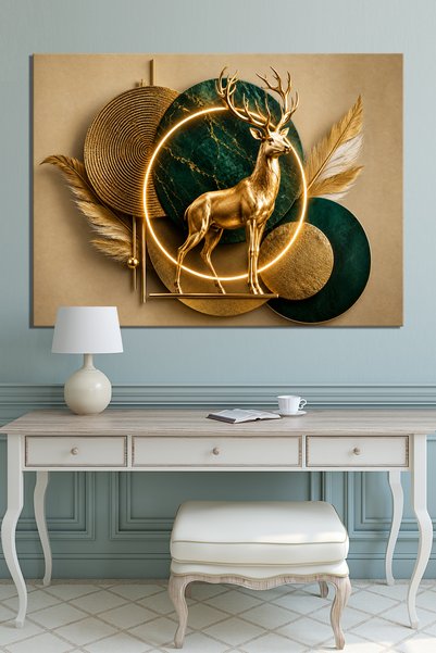 Morfil Sanat Atölyesi Altın Gold Detaylı Duvar Tablosu Salon Mutfak Yatak Oda...